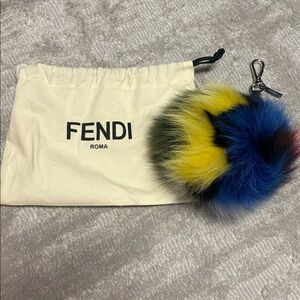 Fendi Multicolor Fur Pom Charm in Yellow, Red, Blue & Black